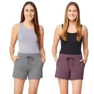 32 Degrees Women's Pull-on Short Charcol/puple 2-pack